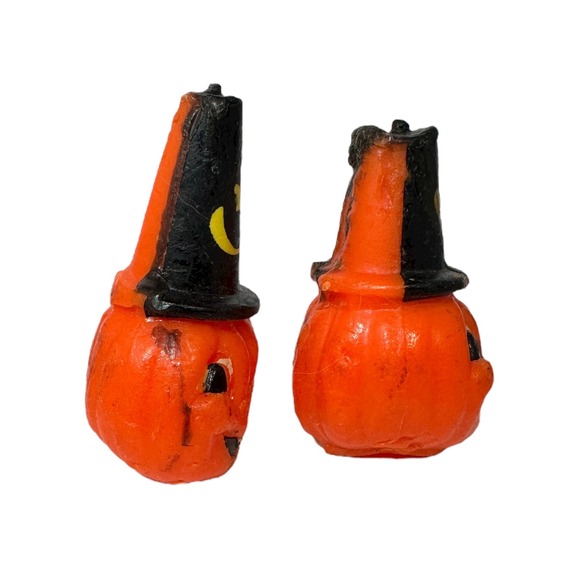 Vintage Gurley Pumpkin Head Witch Candles Pair – Halloween Decor - Picture 5 of 5
